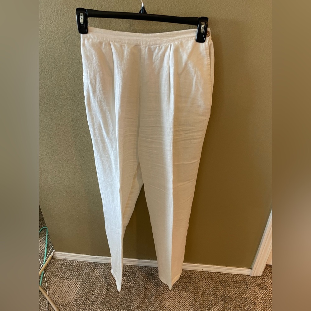 White linen trousers straight leg
